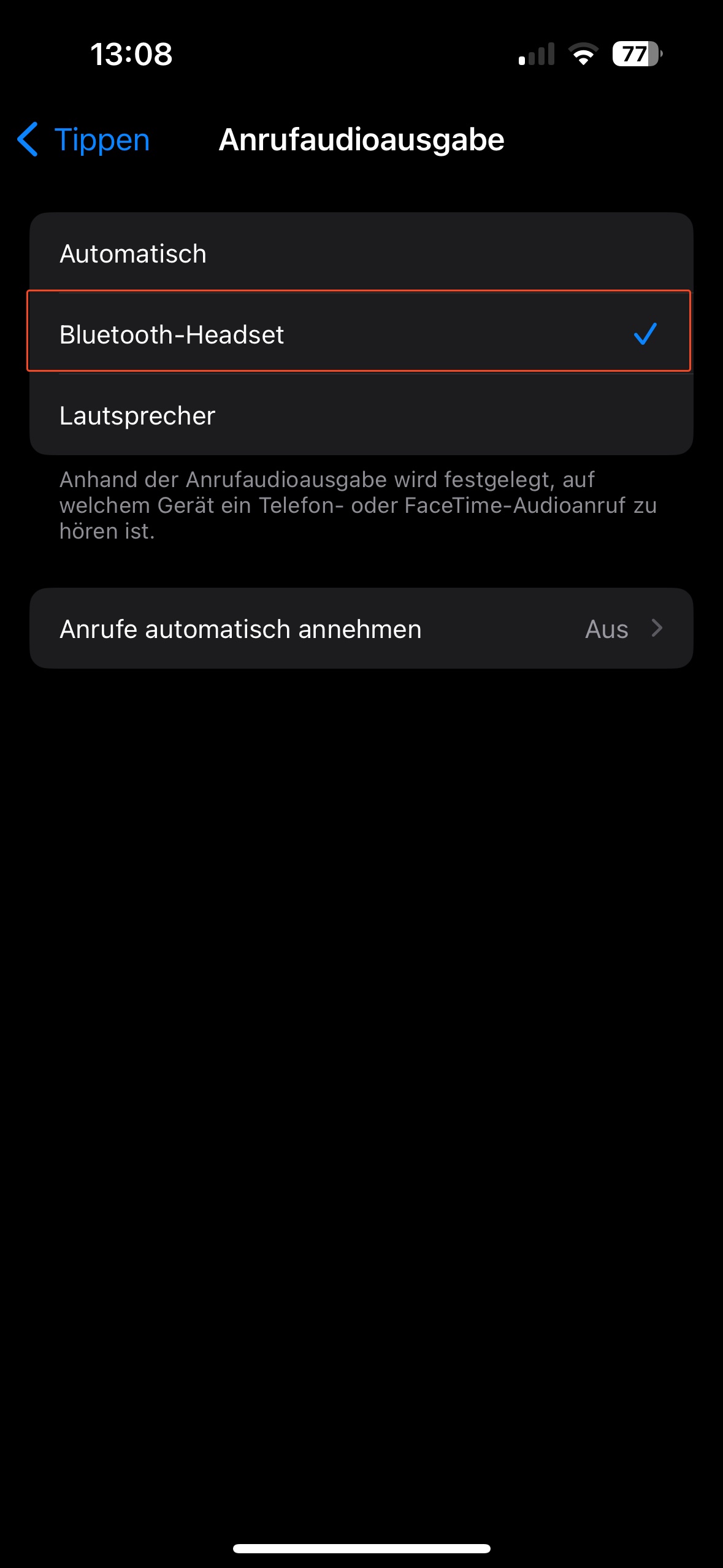 iOS Headset Einstellungen