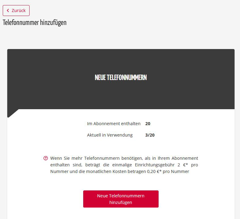 Neue PASCOM One Telefonnummer buchen