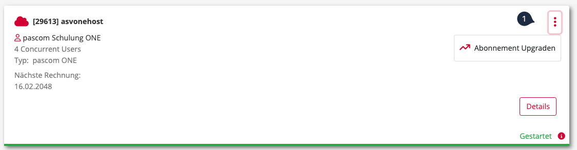 Übersicht upgrade Abonnement
