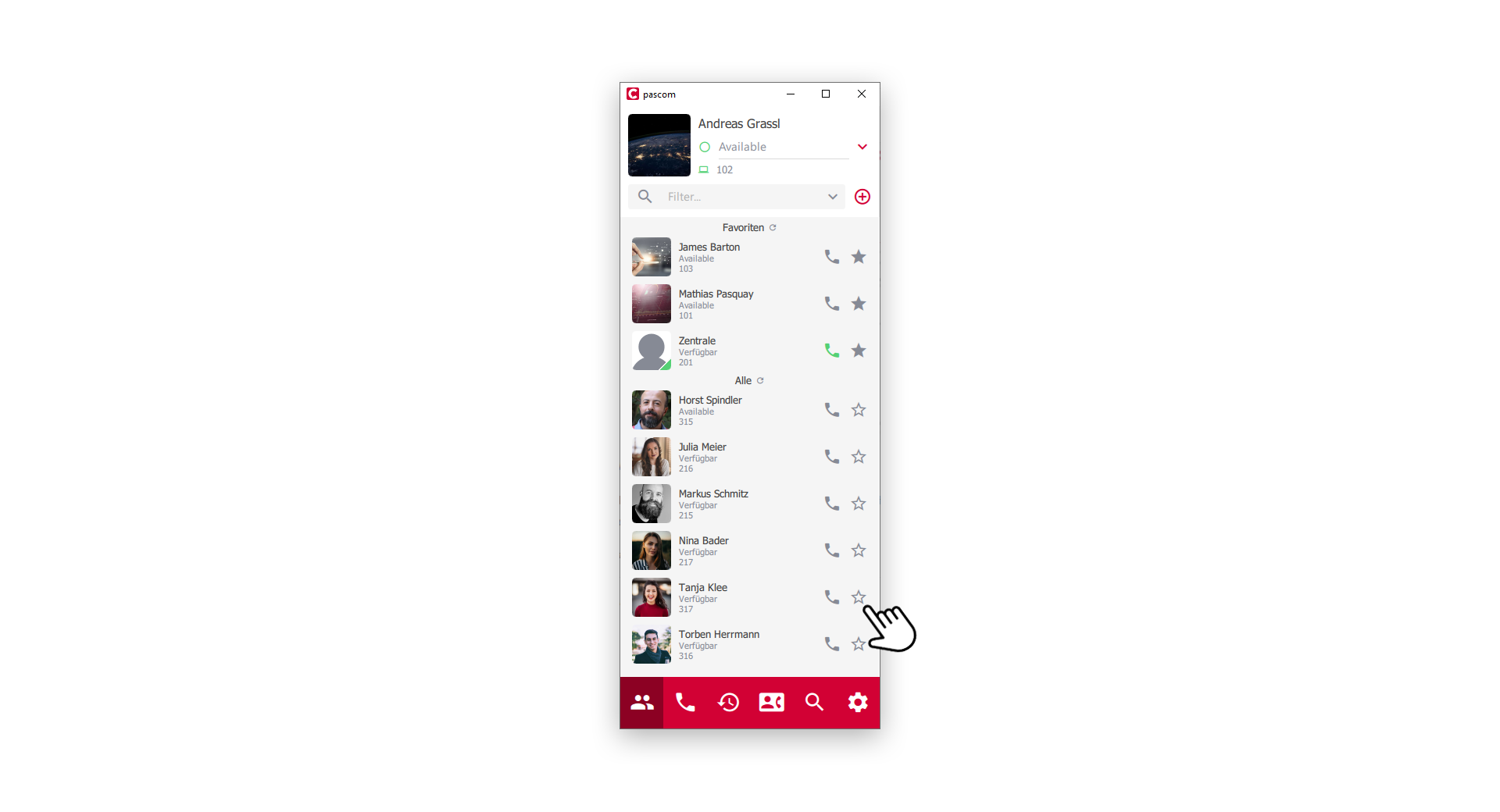Der Mini Modus reduziert die PASCOM App auf eine einzelne Spalte für maximale Platzersparnis auf dem Desktop.